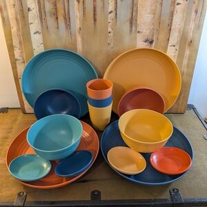 Bamboo Eco Friendly Vibrant Multicolor Dinnerware Set